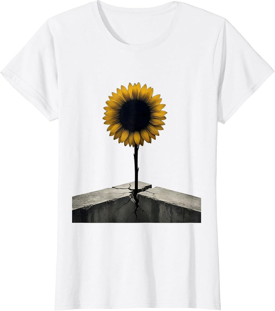 Women's Sunflower Through Concrete Mental Health Matters T-Shirt - White