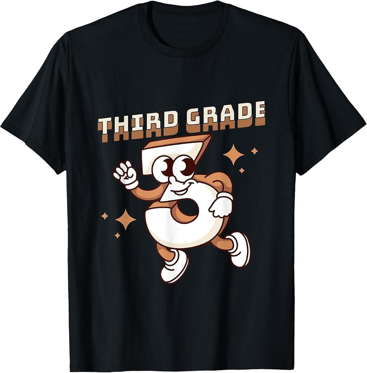 Third Grade Retro Funny 3 Back to School Girl Boy Teacher T-Shirt - Black