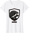 Women's Hedgehog Minimalist Badge Patch Line Art Animal T-Shirt - White
