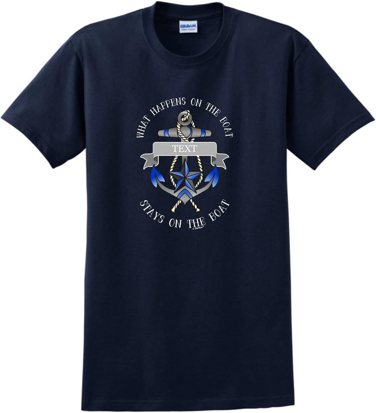 Personalized What Happens On The Boat Unisex Short Sleeve T-Shirt - Navy