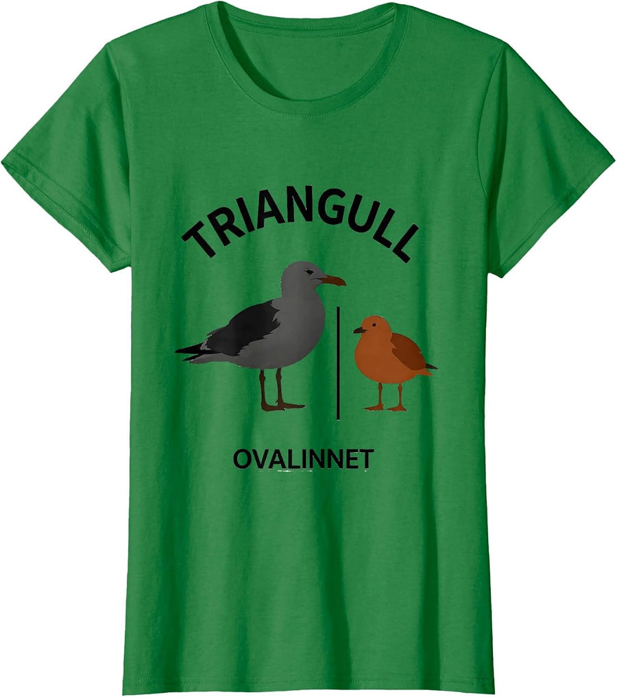 Women's Triangull Ovalinnet Funny Bird Pun Math Teacher Geometric T-Shirt - Kelly Green