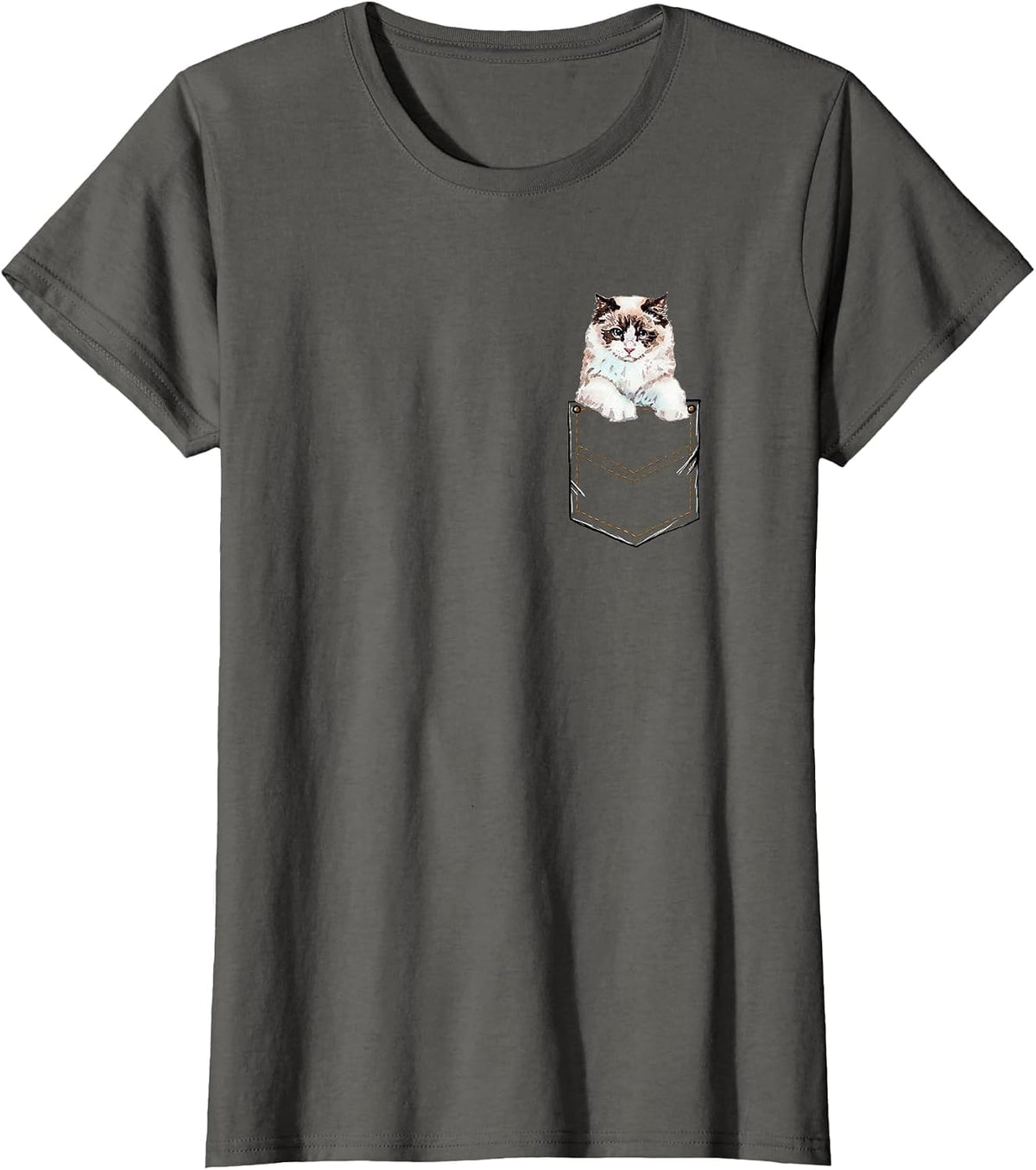 Ragdoll Ragdoll Cat Pocket Kitten Pet Owner T-Shirt - Asphalt Grey