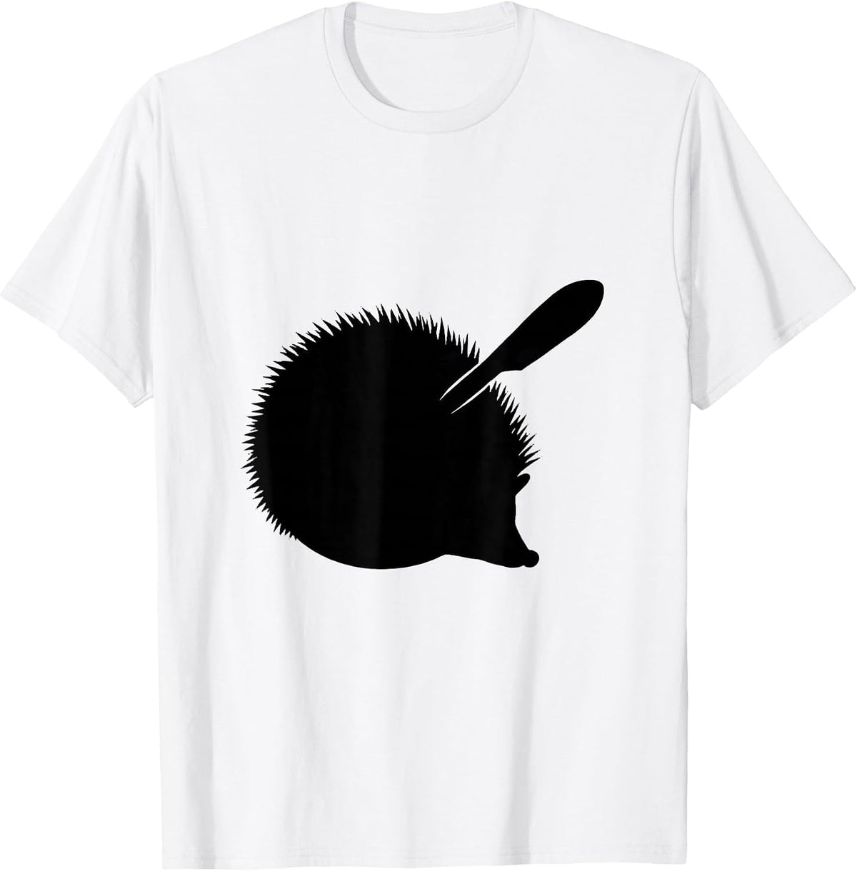 Men's Round Hedgehog Silhouette Funny Animal Lover Gift T-Shirt - White