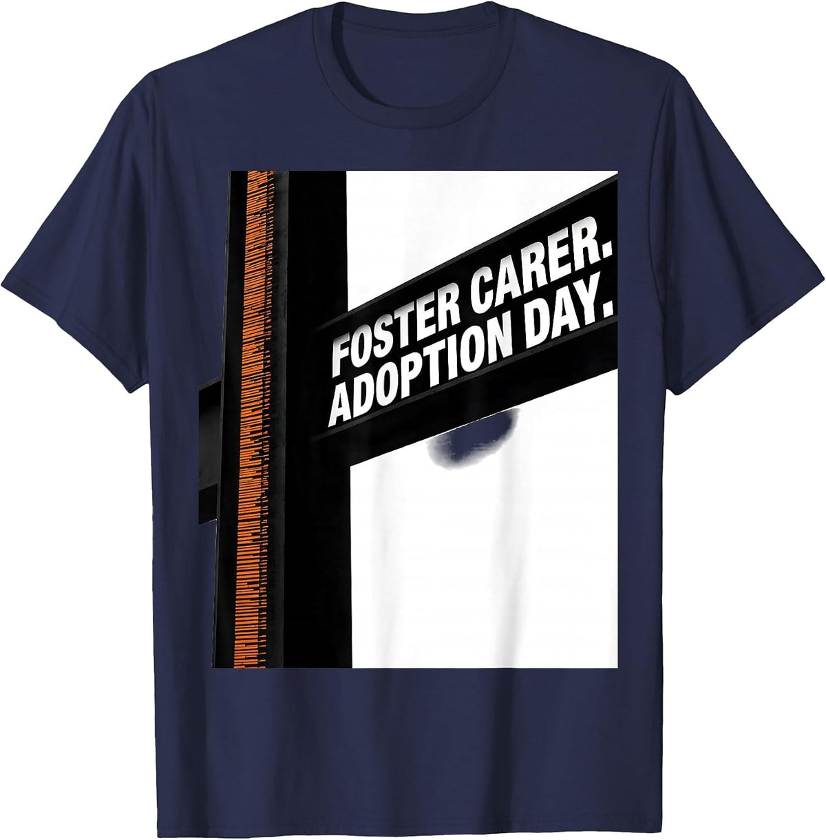 Men's Foster Carer Adoption Day Brutalist Graphic Family Keepsake T-Shirt - Navy Blue