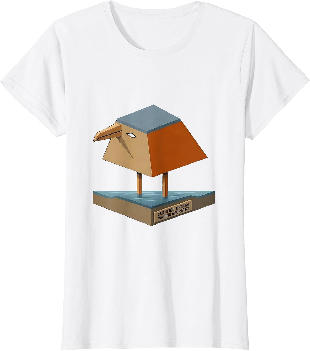 Certified Optimal Wading Geometry Funny Triangull Bird Pun T-Shirt - White