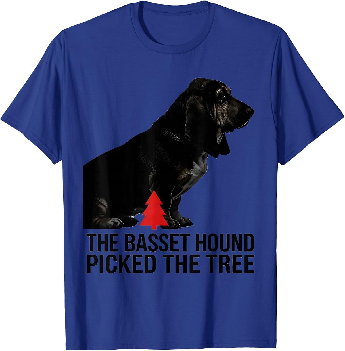 Men's The Basset Hound Picked The Tree Funny Christmas Dog Lover T-Shirt - Royal Blue