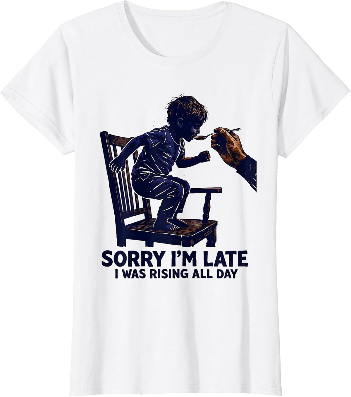 Women's Sorry I'm Late, I Was Rising All Day Retro Occupational T-Shirt - White