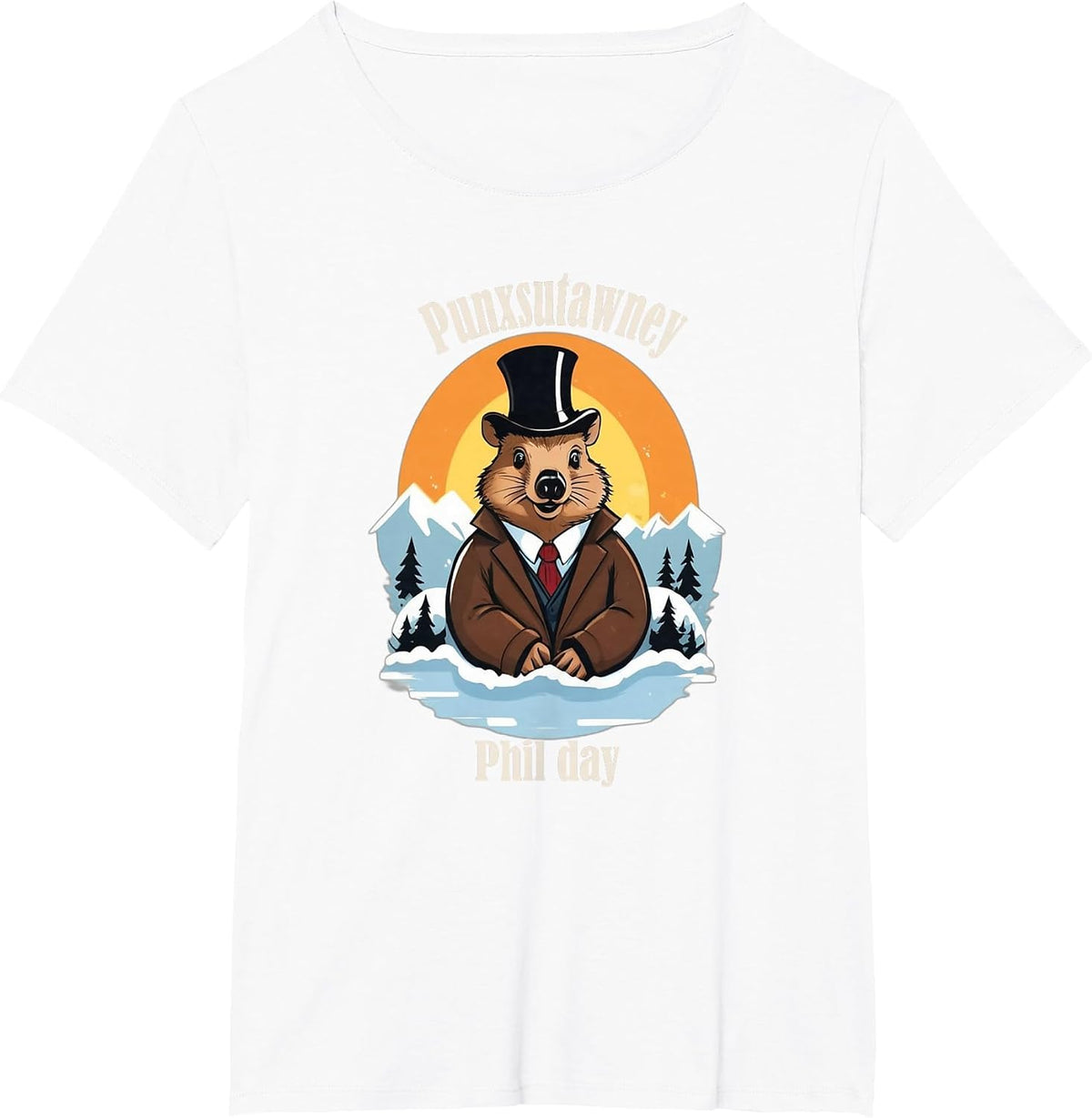 Punxsutawney Phil Day, Punxsy Phil's Cute Groundhog Outfit T-Shirt - White
