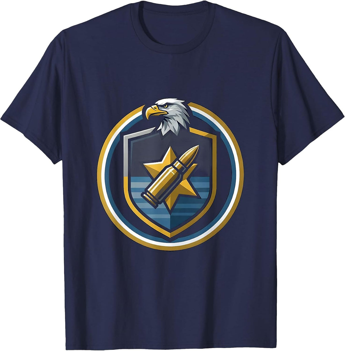 Men's Bullet and Badge Shield Law Enforcement Graphic T-Shirt - Navy Blue