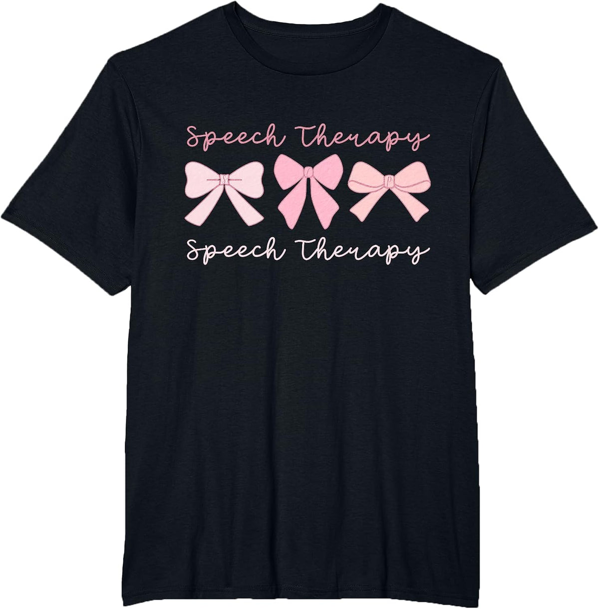 Speech Therapy Coquette Pink Bows SLP Speech Pathology T-Shirt - Black