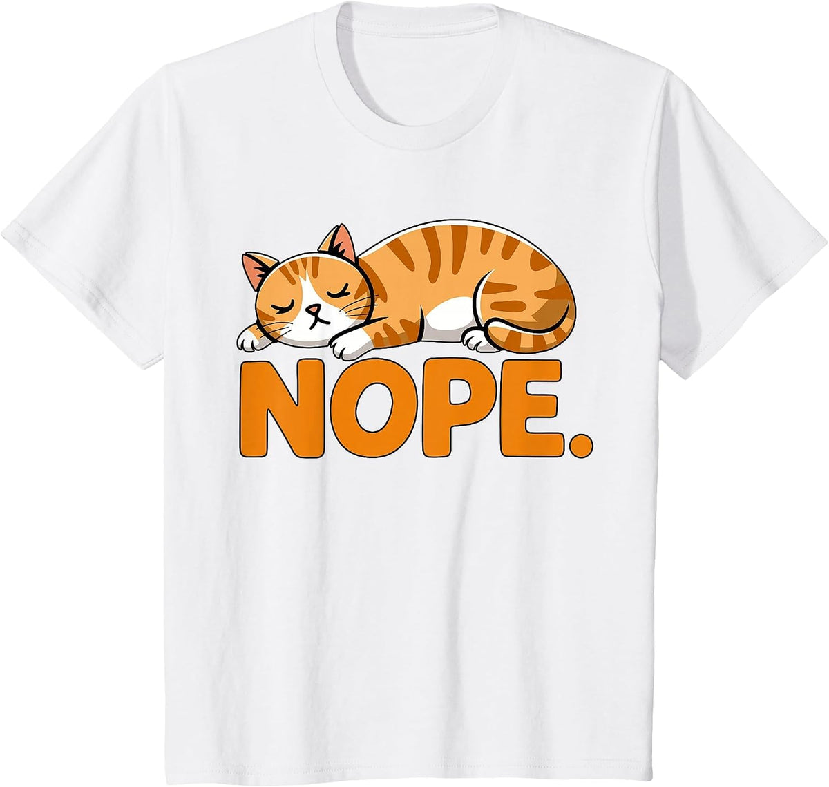 Nope Orange Cat T-Shirt - White