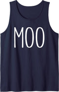 Moo Shirt Funny Adult Men Women Cow Goes Moo Costume Tank Top - Navy Blue