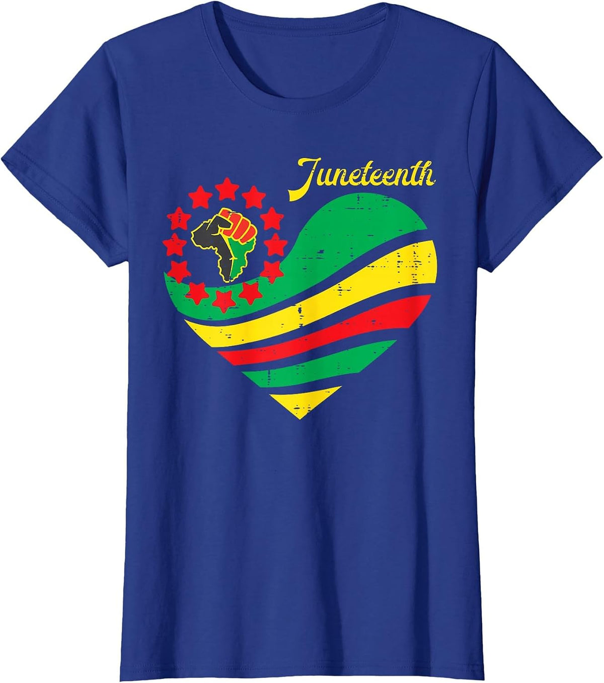 Juneteenth Heart Africa Fist June 19th 1865 Men Women Kids T-Shirt - Royal Blue