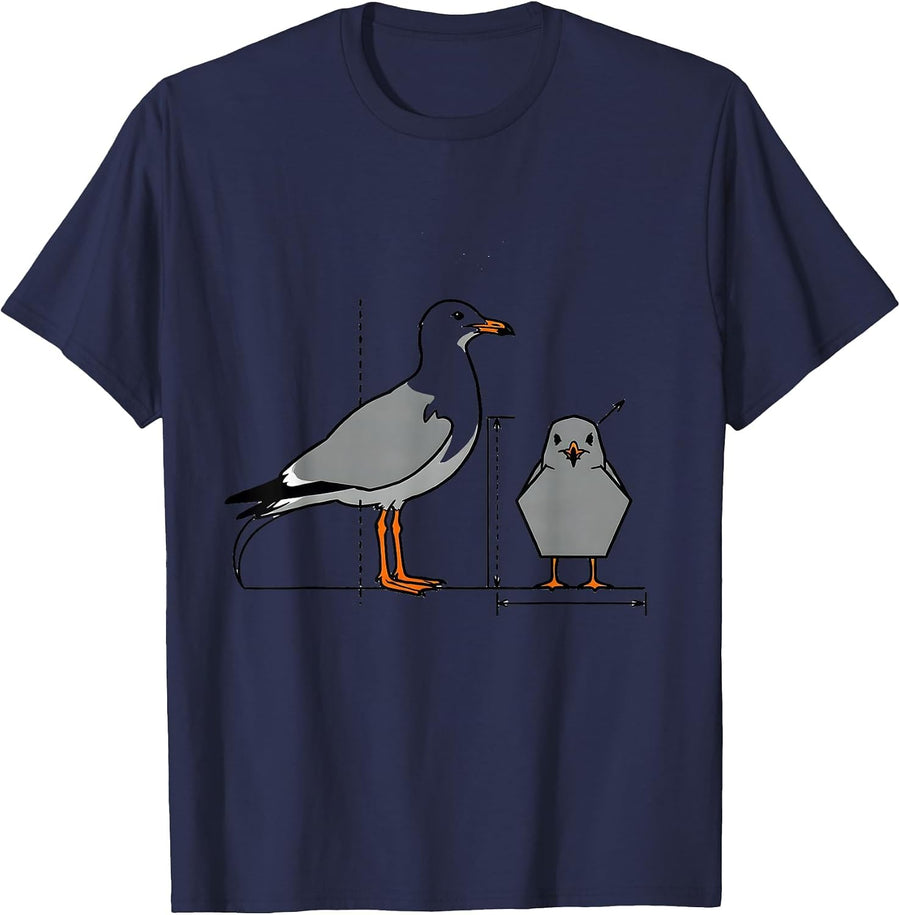 Triangull Triangle Seagull Bird Pun Funny Math Teacher T-Shirt - Navy Blue