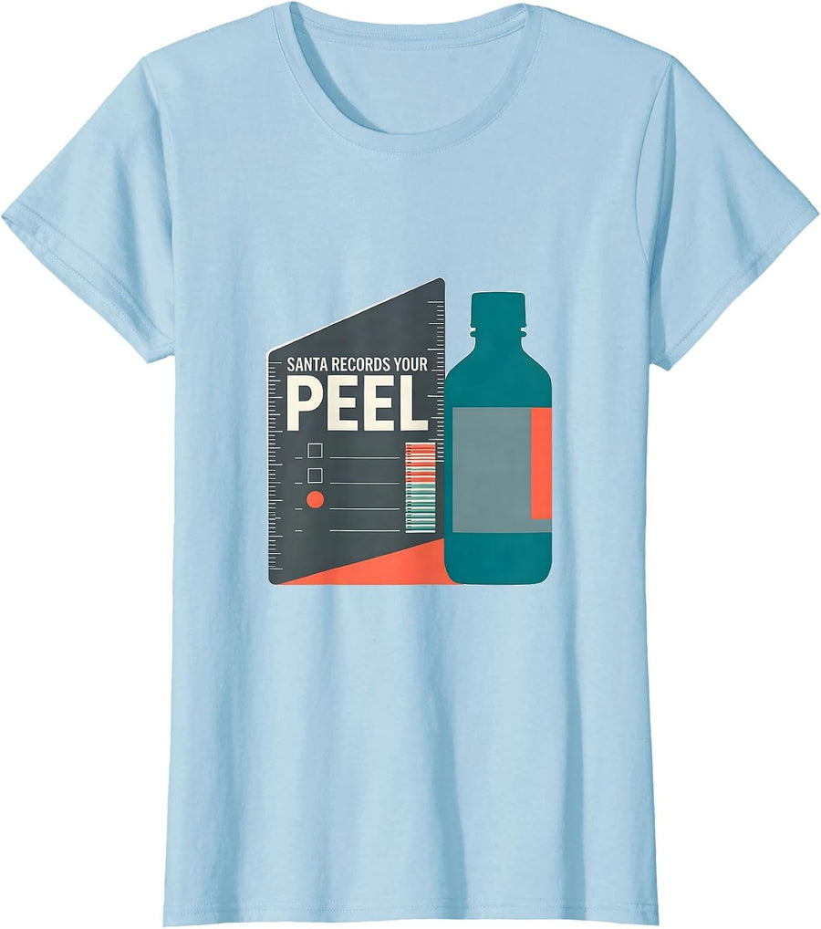 Women's Santa Records Your Peel Funny Esthetician Skincare T-Shirt - Baby Blue