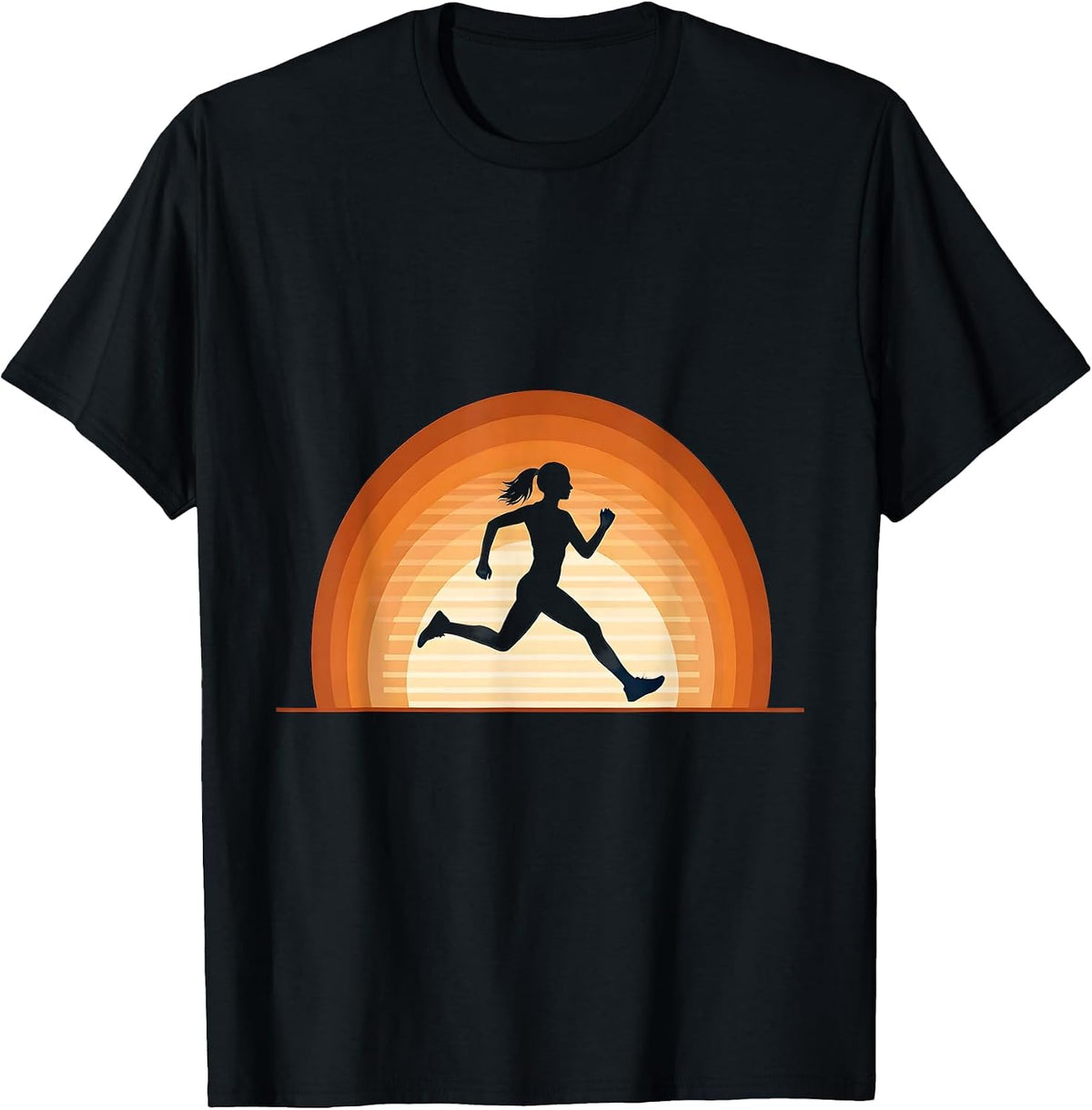 Men's Sun-Drenched Sprint Track Runner Illustration T-Shirt - Black