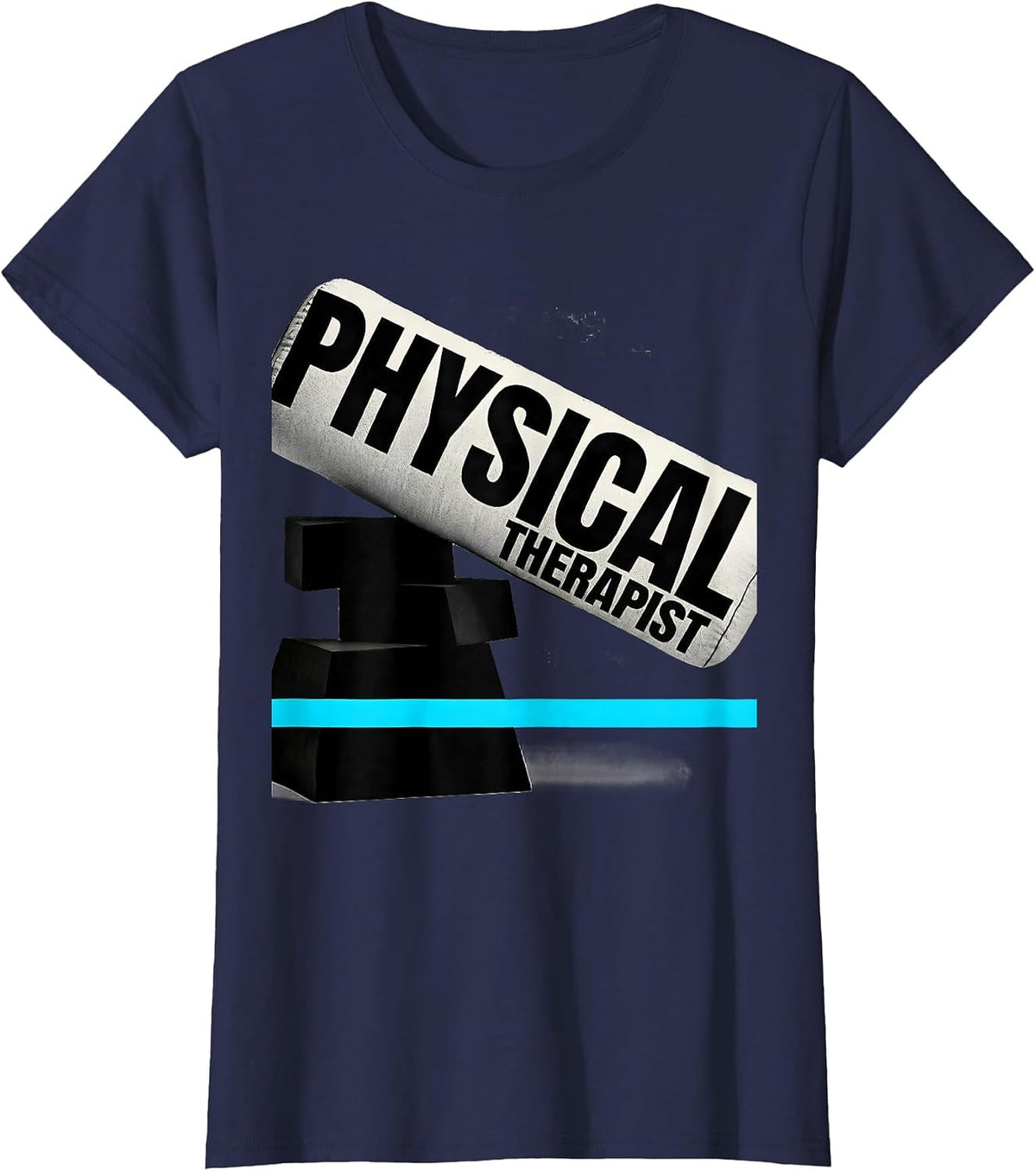 Women's Physical Therapist New Wave Typography OT PT Month T-Shirt - Navy Blue
