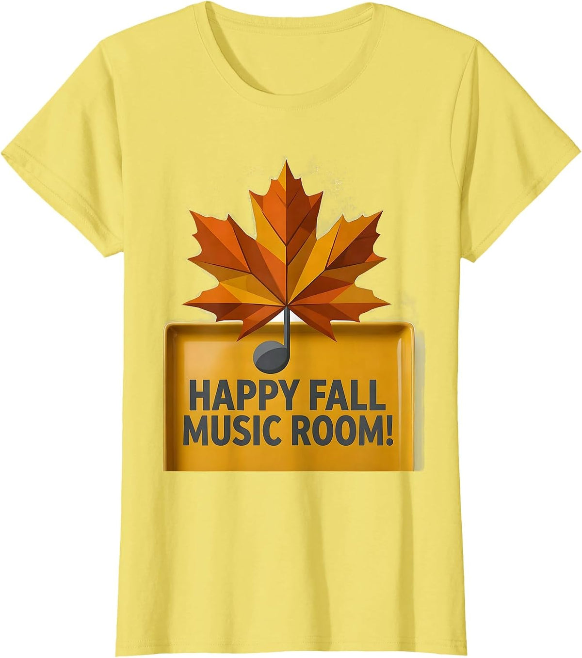 Happy Fall, Music Room! Retro Music Teacher Fall Festival T-Shirt - Lemon Yellow