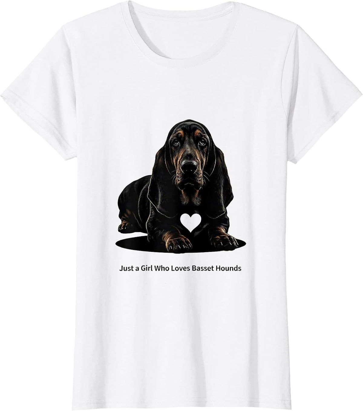 Women's Just a Girl Who Loves Basset Hounds Cute Dog Lover Gift T-Shirt - White