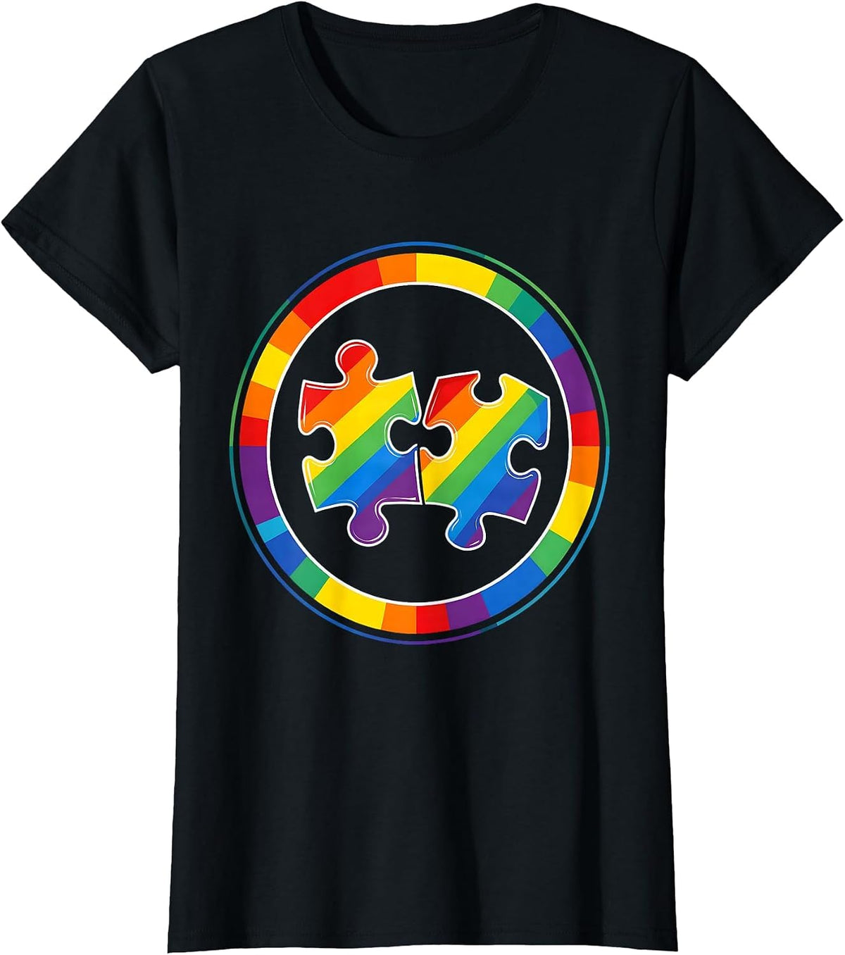 Neurodiversity Puzzle Pieces Unity Graphic T-Shirt - Black