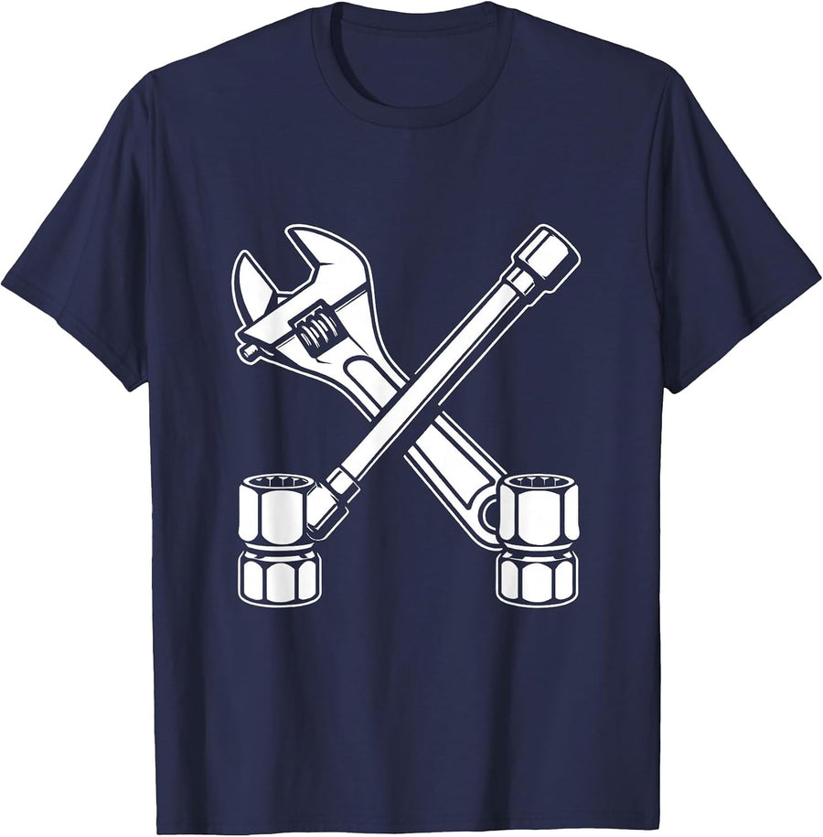Mechanic Tools Crossed Wrench and Socket Set T-Shirt - Navy Blue
