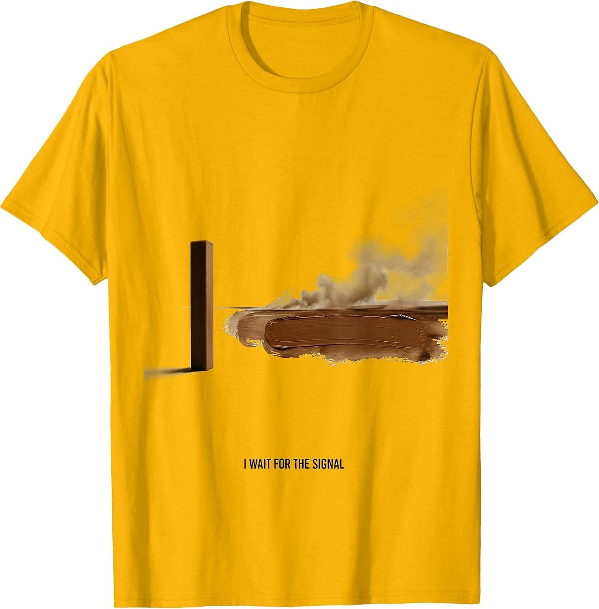 Men's I Wait For The Signal Big Boy 4014 Train Vintage Steam T-Shirt - Golden Yellow