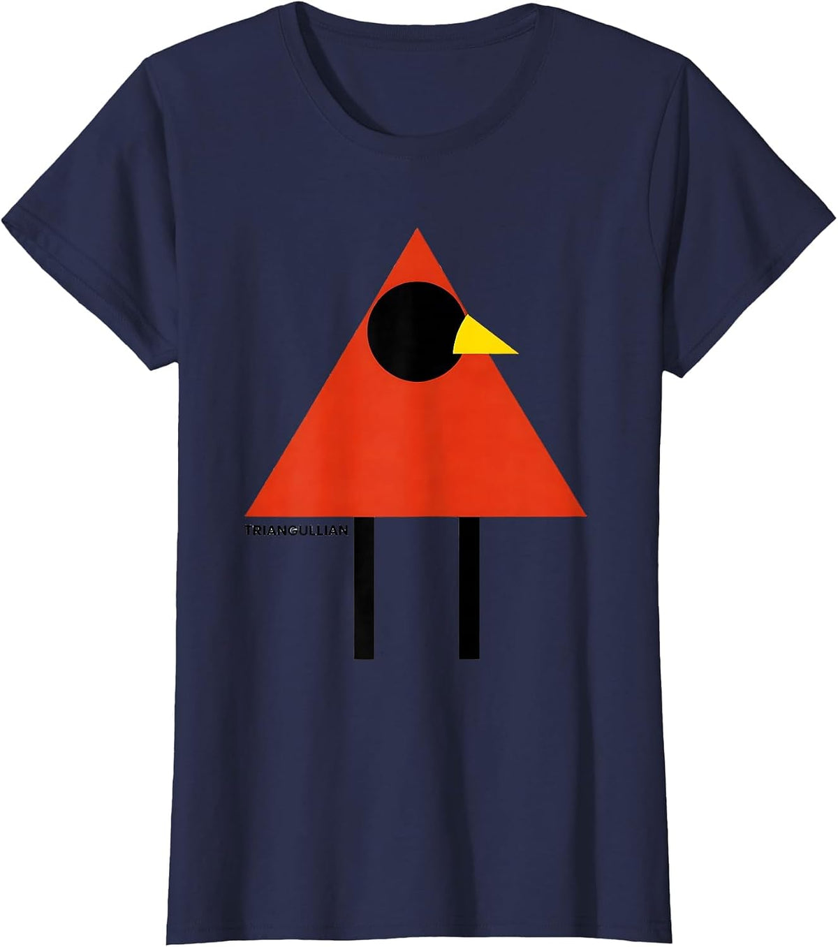Women's Triangullian Bauhaus Modernist Math Teacher Bird Pun Humor T-Shirt - Navy Blue
