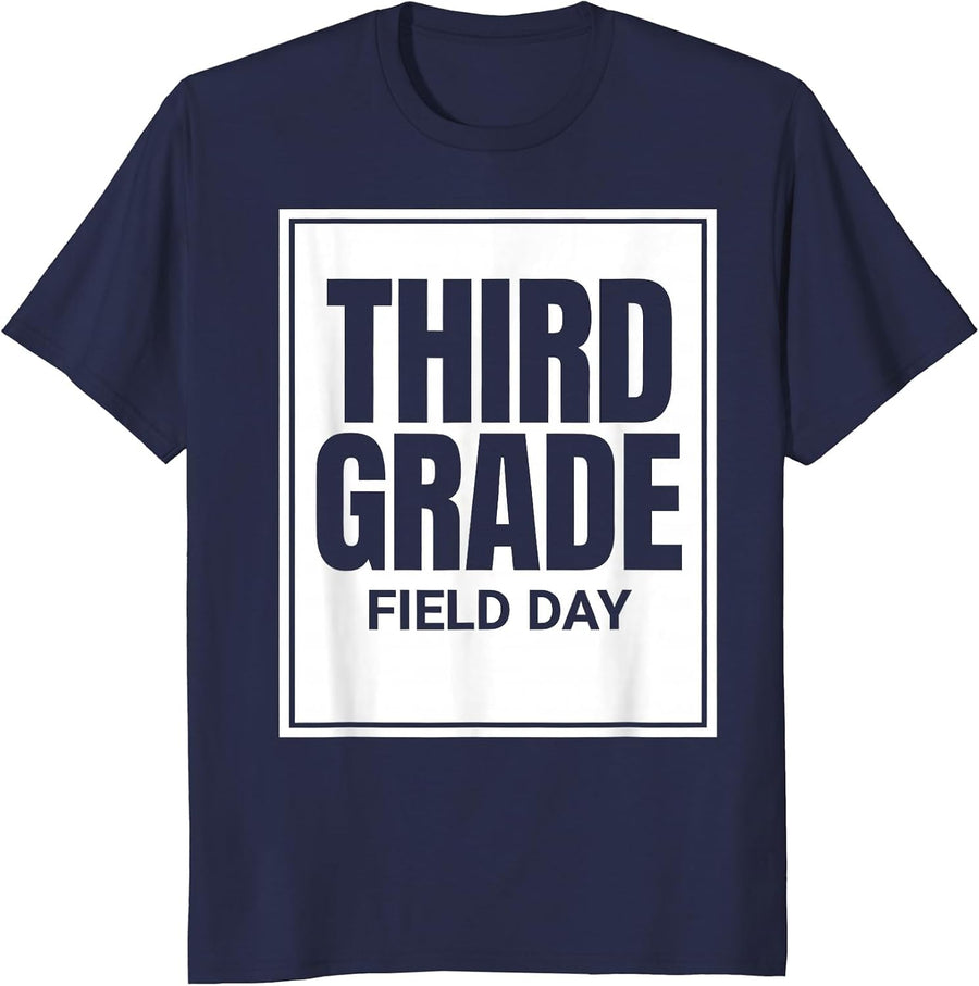 Third Grade Field Day Minimalist School Teacher Student T-Shirt - Navy Blue