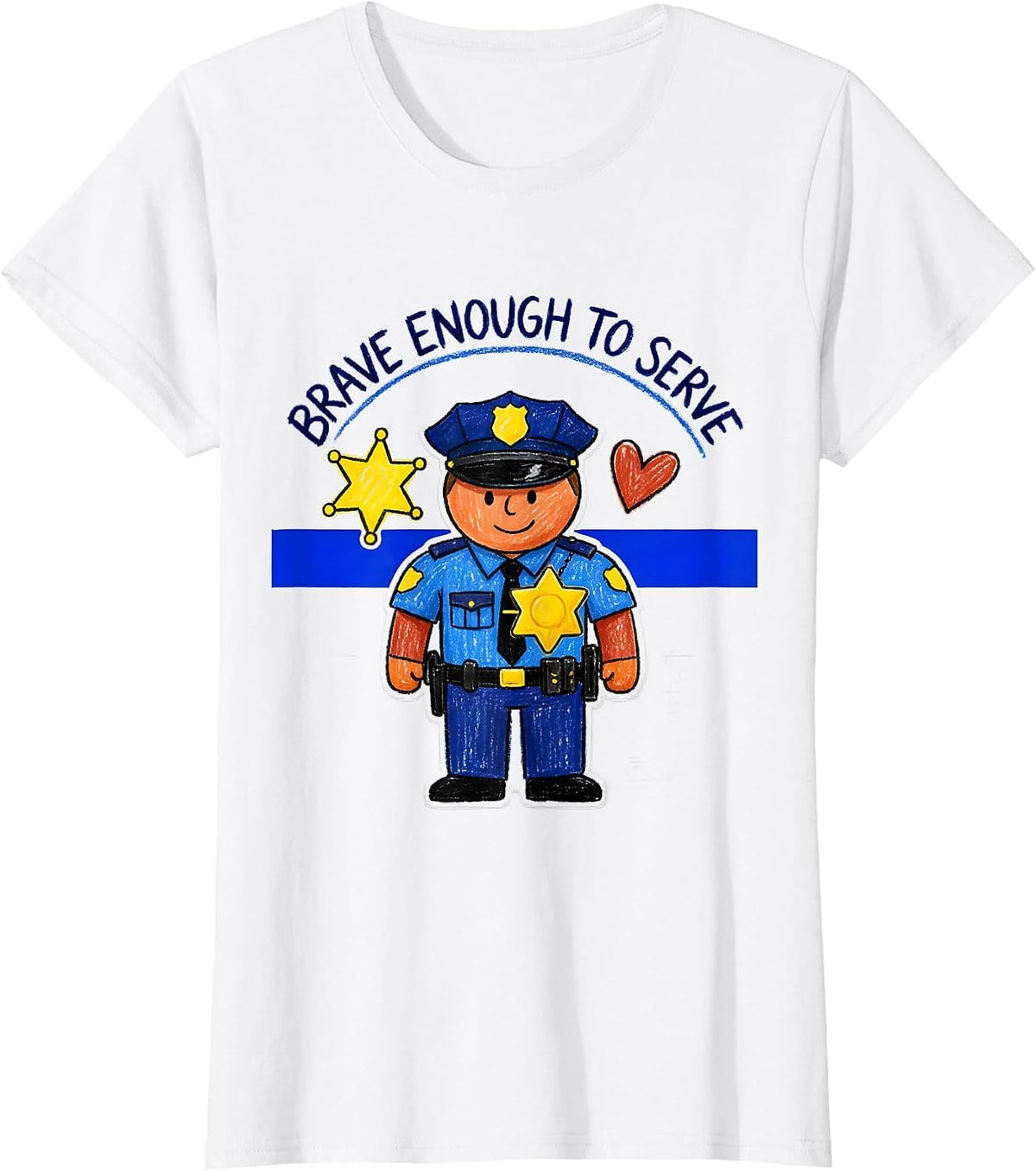 Women's Brave Enough To Serve Thin Blue Line Design T-Shirt - White