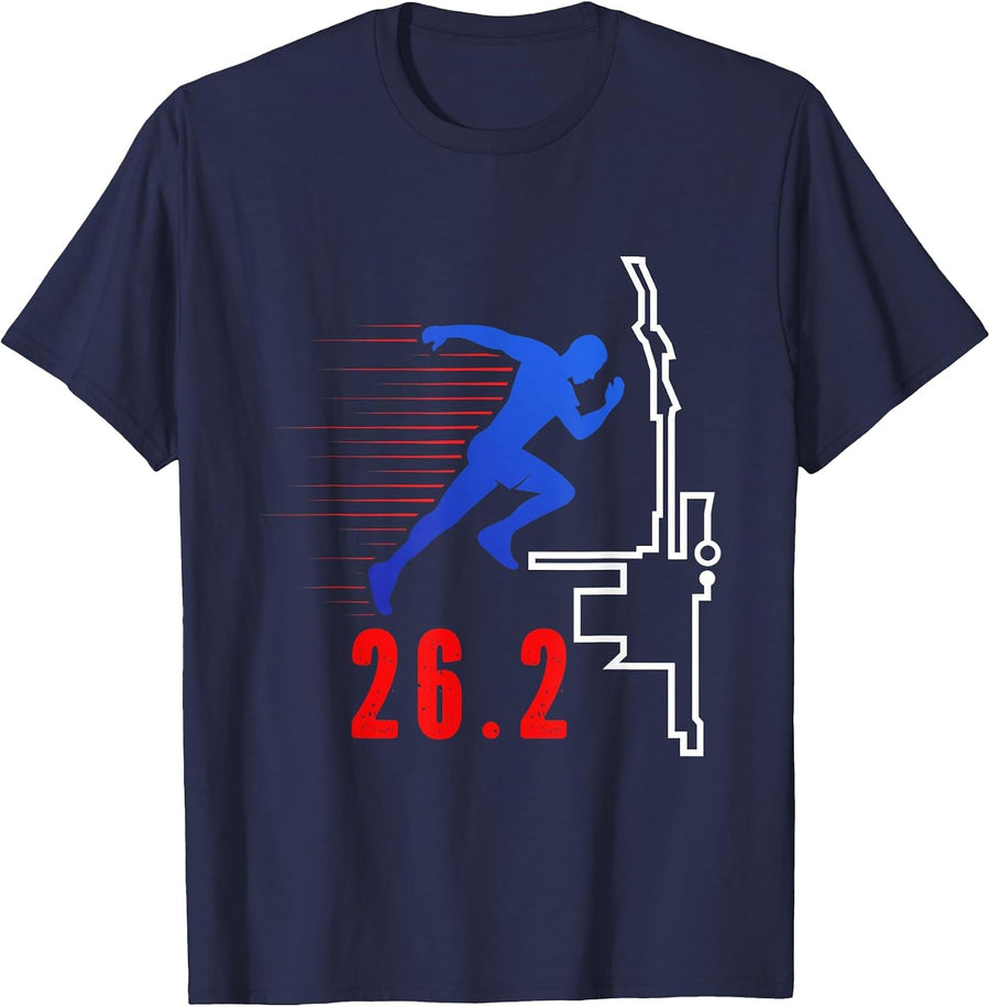 Chicago 26.2 Miles Marathon Runner 2024 T-Shirt - Navy Blue