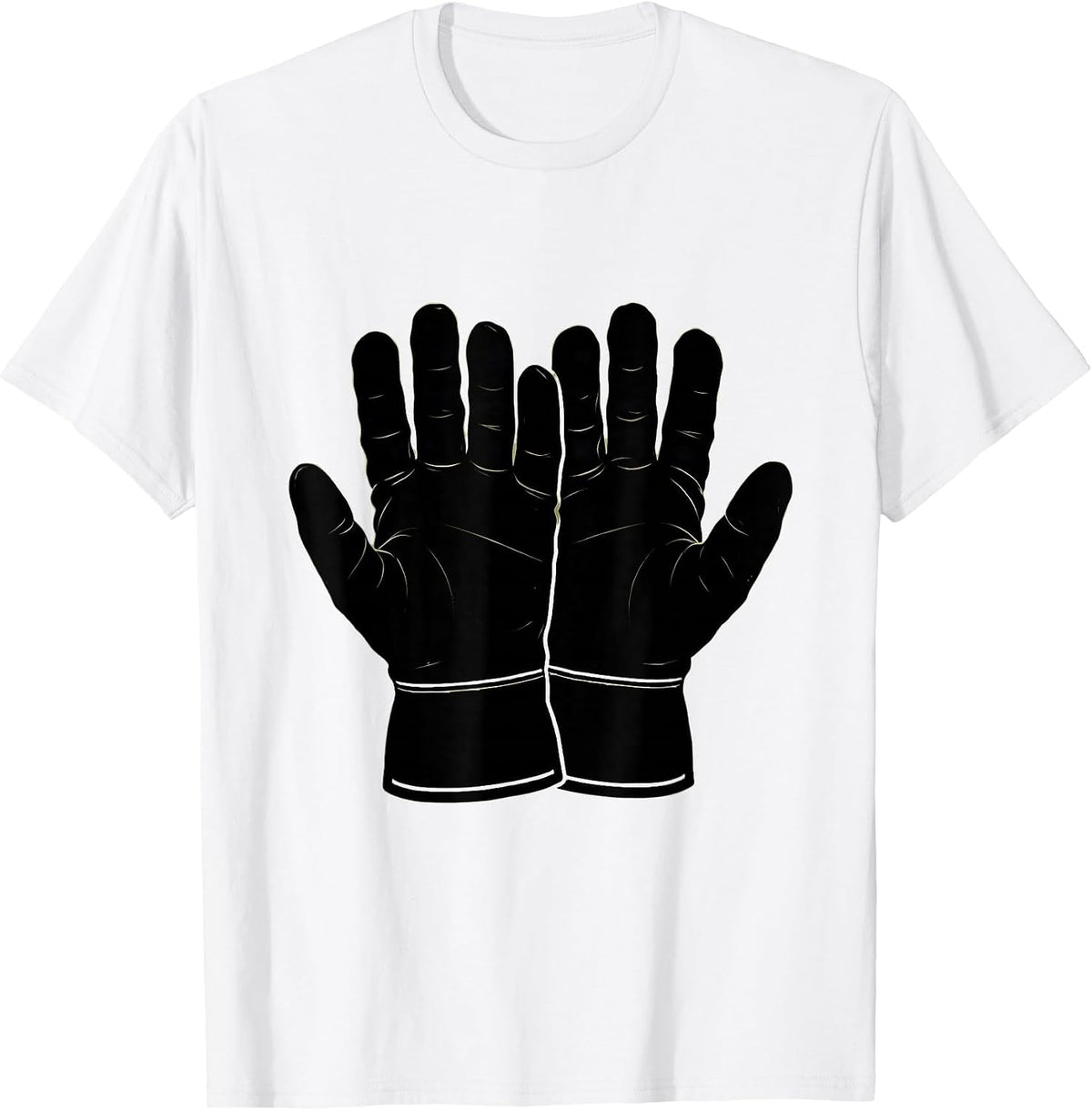 Men's Oil-Stained Work Gloves Blue Collar Graphic T-Shirt - White