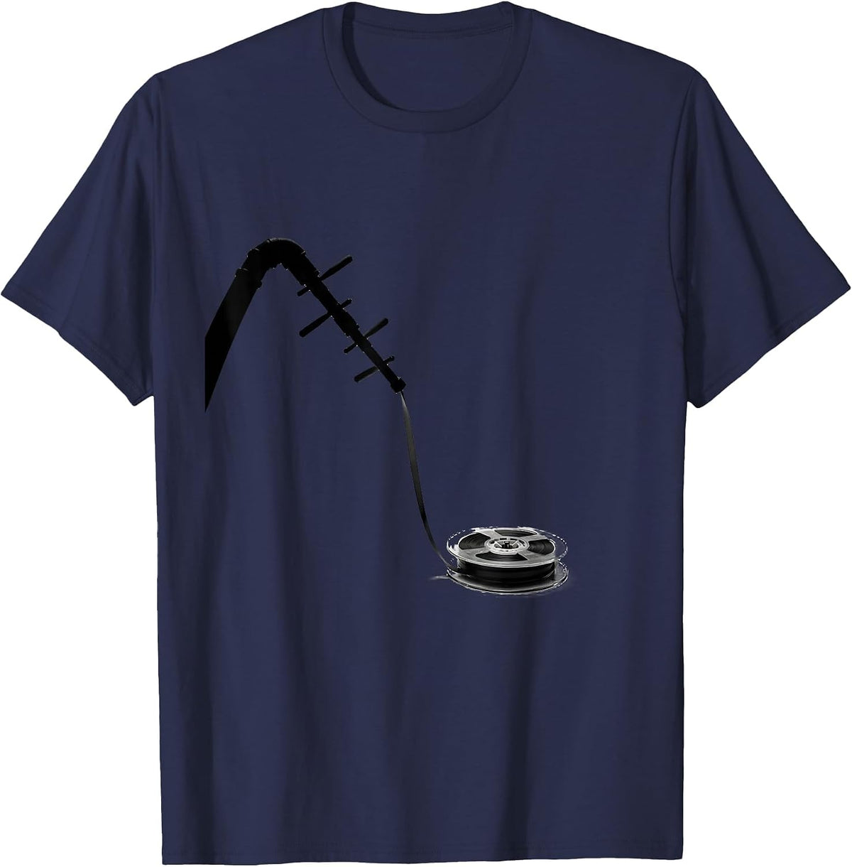 Cassette Reel Retro Hip Hop Streetwear Nostalgia T-Shirt - Navy Blue