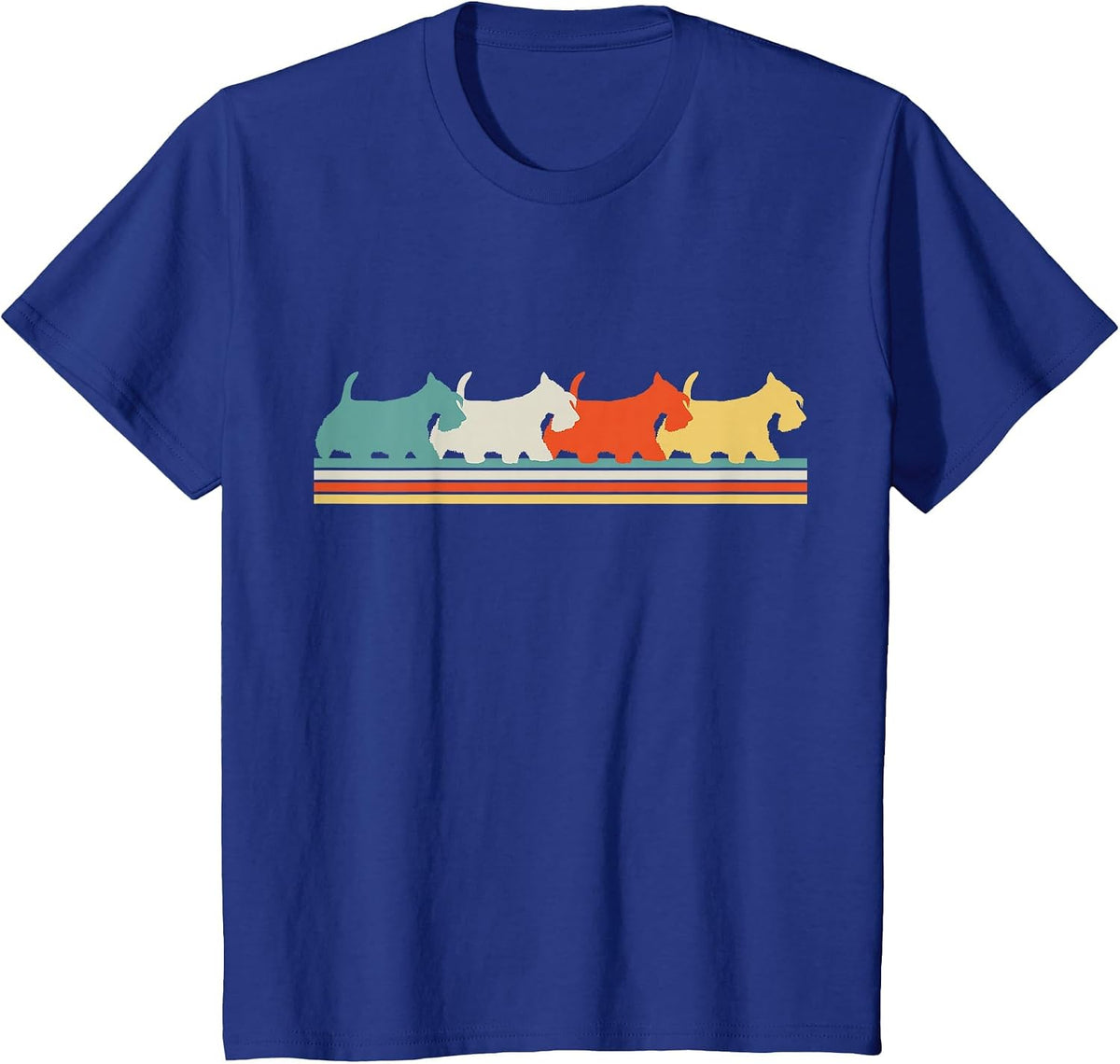 Scottish Terrier Dog Retro T-Shirt - Royal Blue