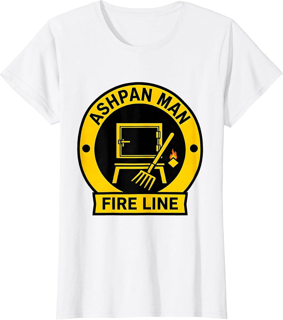 Women's Ashpan Man Fire Line Vintage Steam Locomotive Train T-Shirt - White