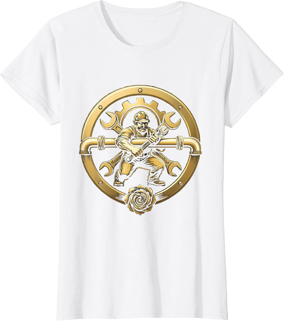 Labor Day Plumber Threading Pipe Basement Graphic T-Shirt - White
