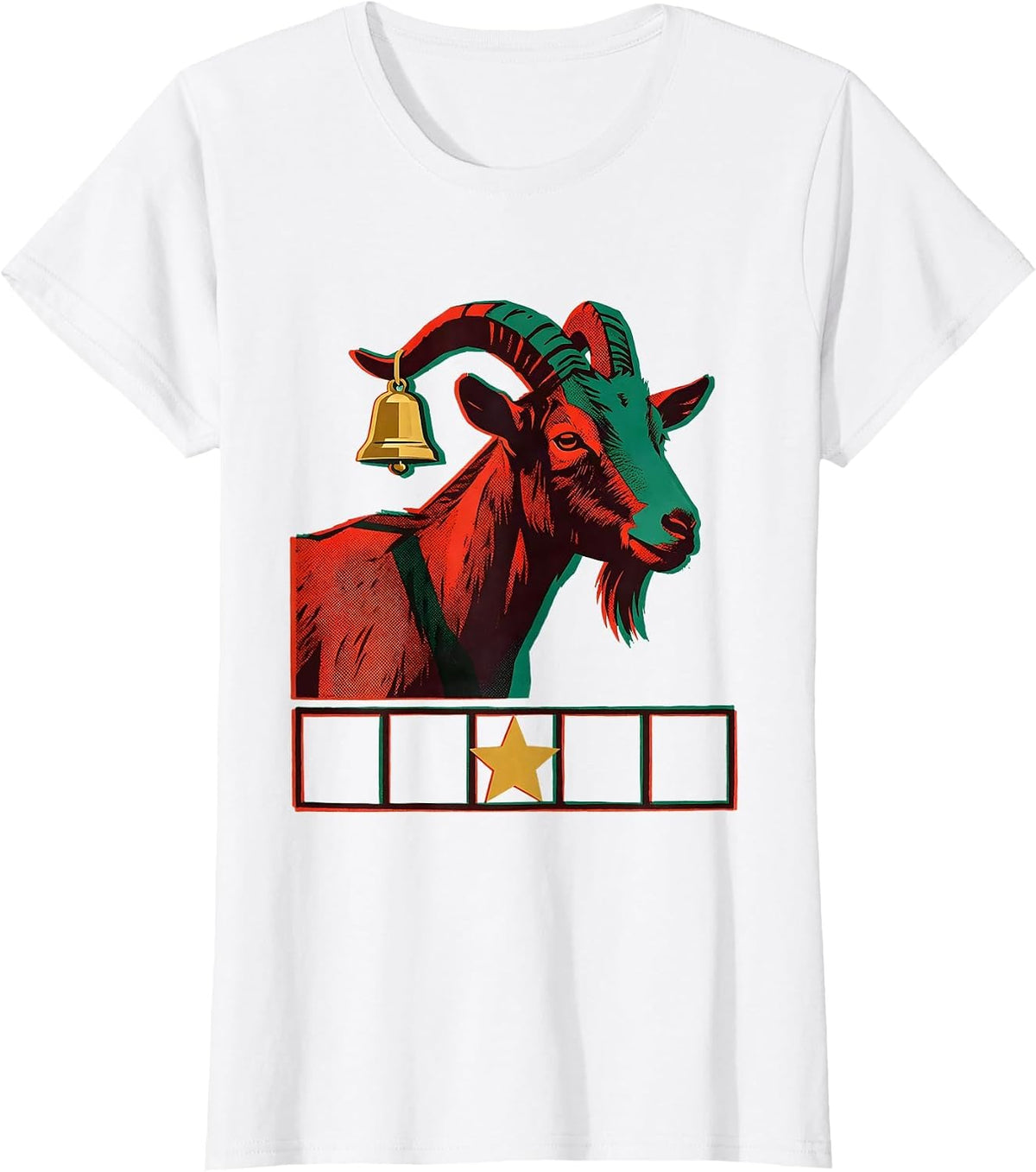 Alert Goat Christmas Farm Animal Humor Risograph T-Shirt - White