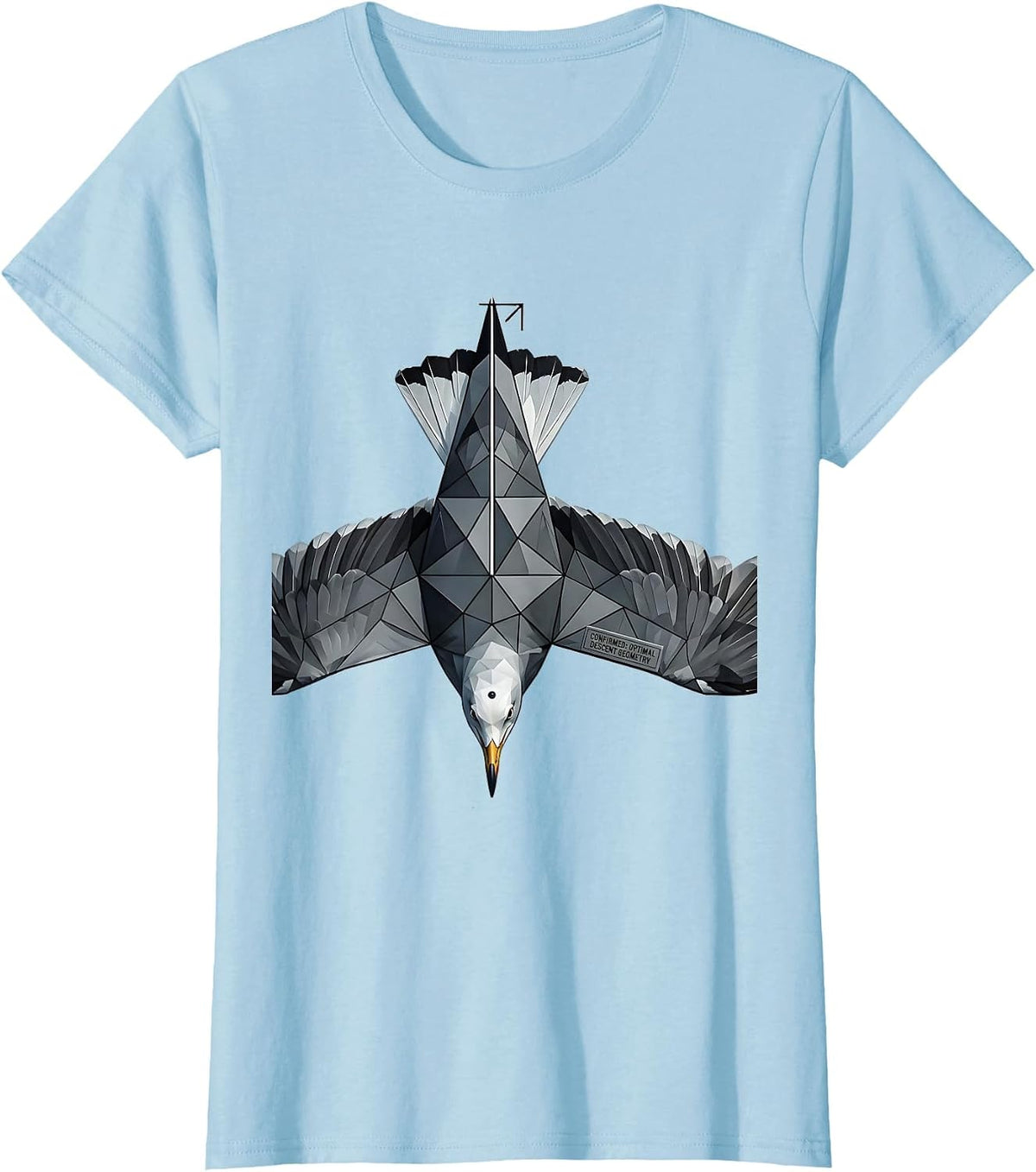 Women's Optimal Descent Geometry Geometric Bird Pun Math Teacher T-Shirt - Baby Blue