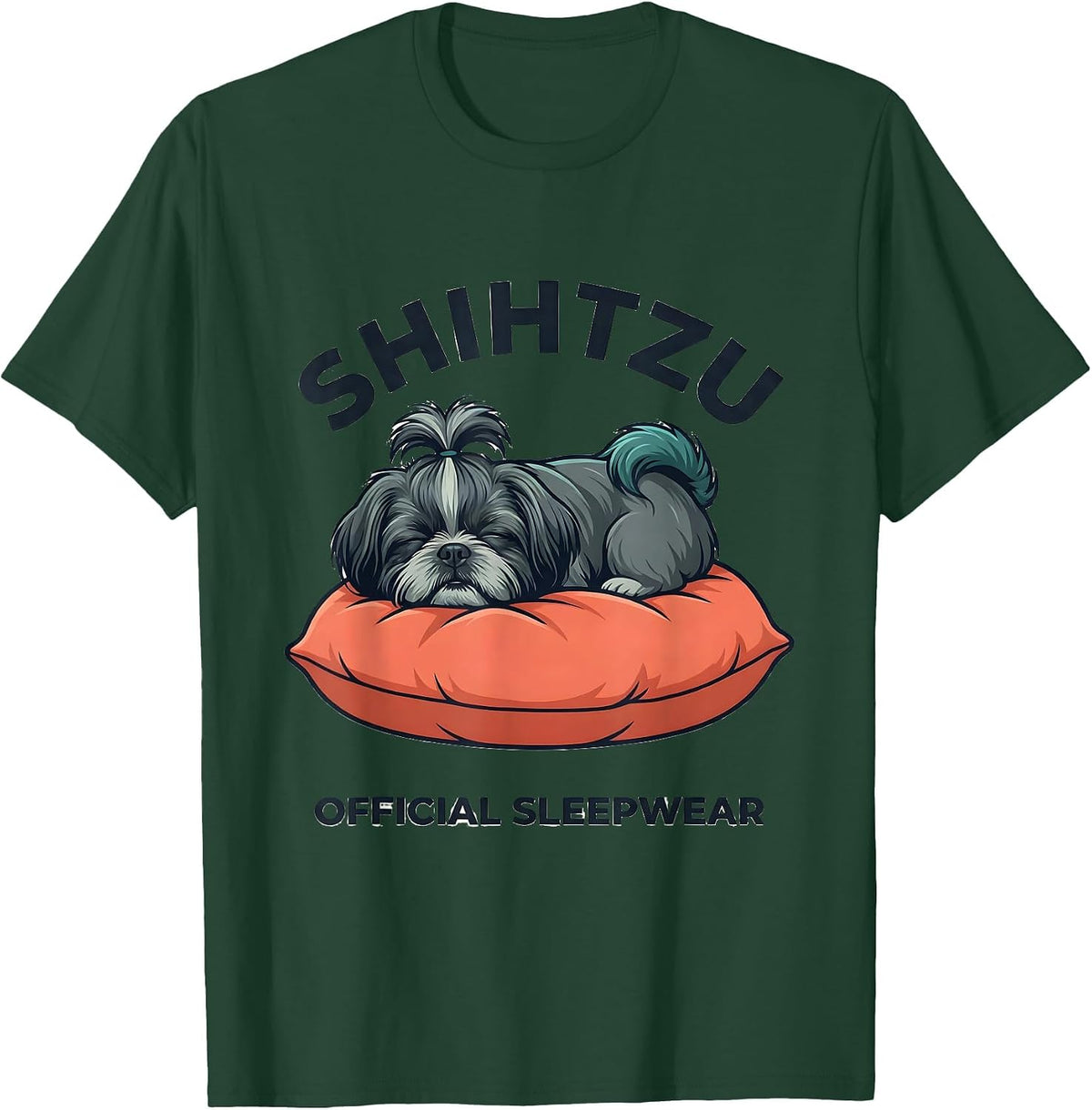 Shih Tzu Official Sleepwear Funny Dog Lover Loungewear T-Shirt - Dark Green