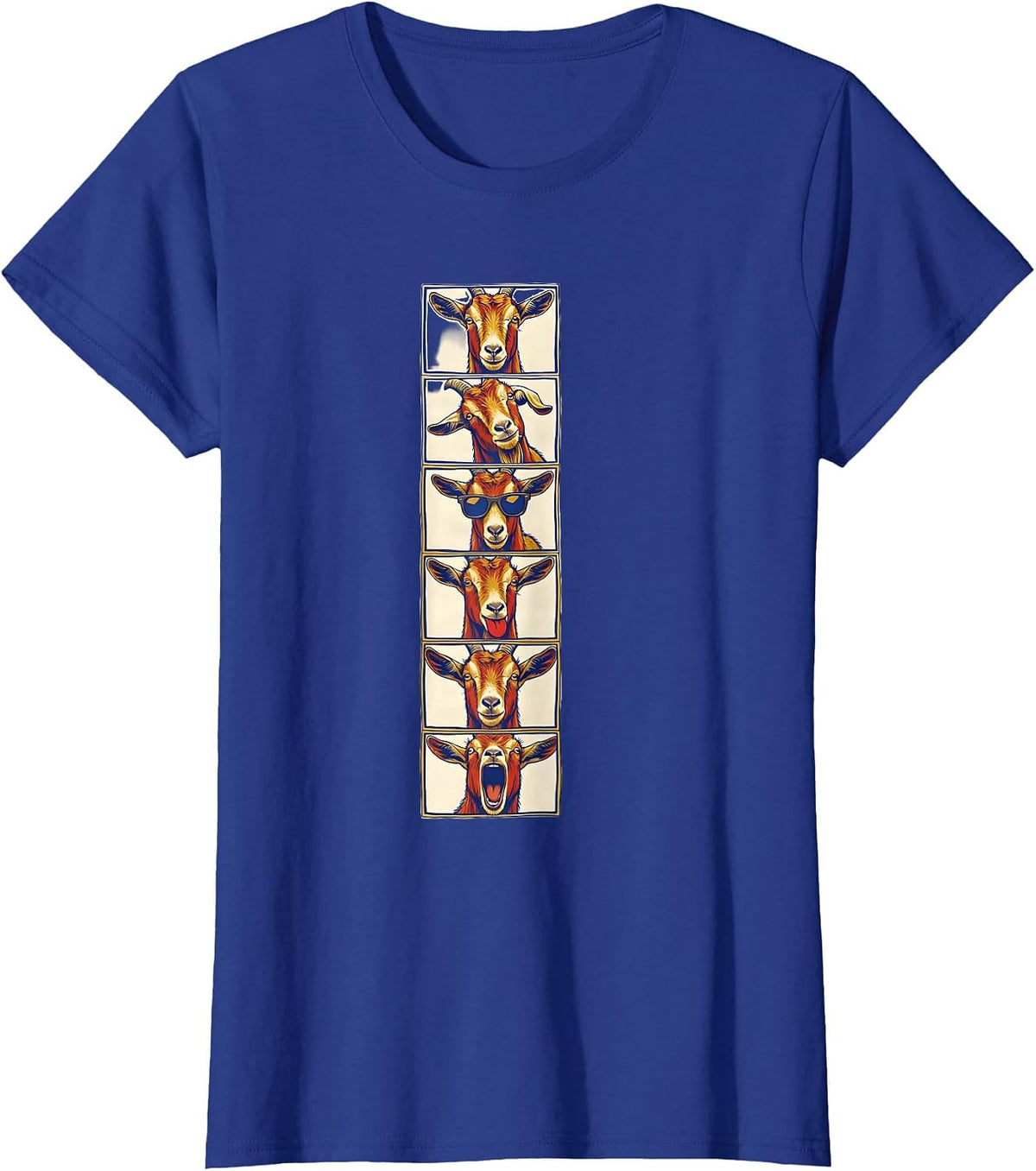 Women's Goat Photobooth Funny Animal Portrait T-Shirt - Royal Blue