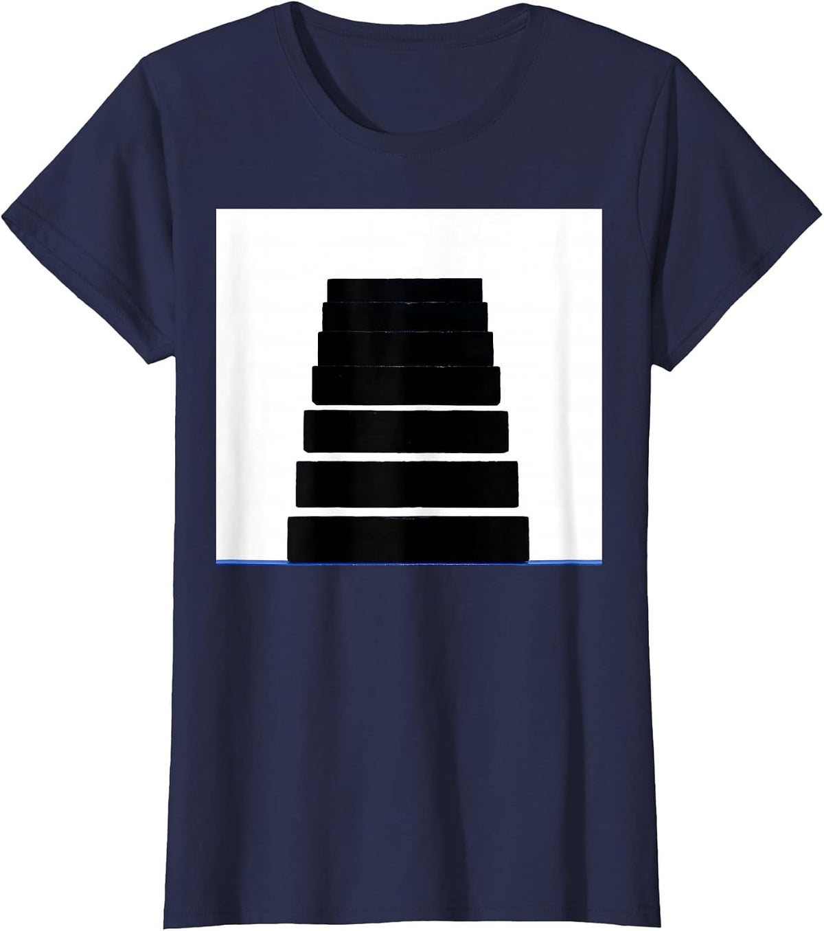 Women's Countdown Ladder Brutalist Graphic Thin Blue Line Police T-Shirt - Navy Blue