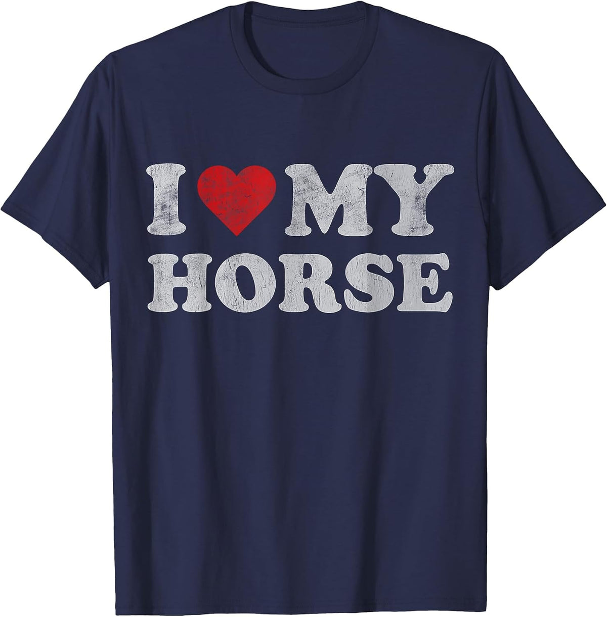 Vintage I Heart My Horse I Love My Horses Cute Pet Owner T-Shirt - Navy Blue