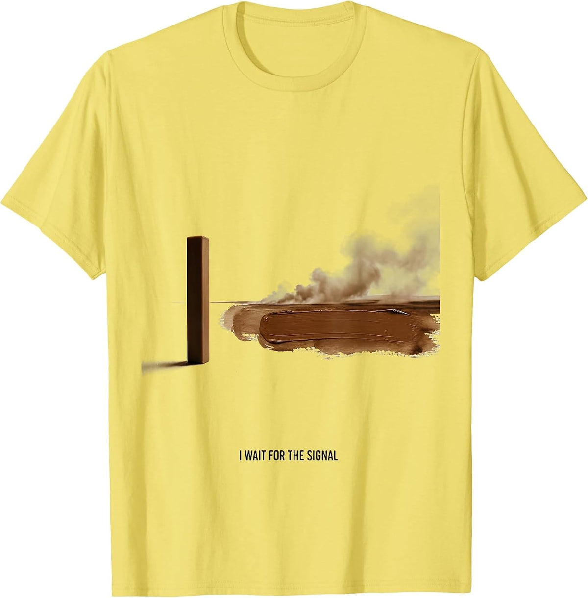 Men's I Wait For The Signal Big Boy 4014 Train Vintage Steam T-Shirt - Lemon Yellow