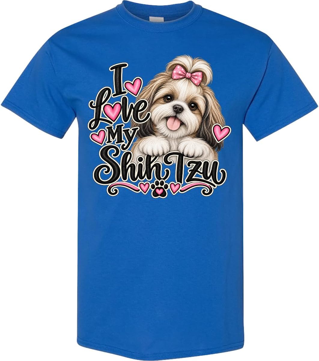 inktastic I Love My Shih Tzu Adult T-Shirt - Royal Blue