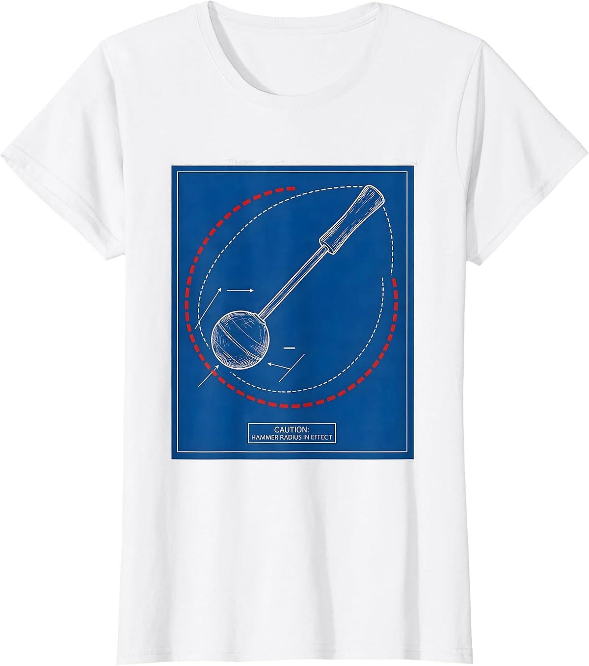 Women's Caution Hammer Radius In Effect Technical Blueprint Track T-Shirt - White