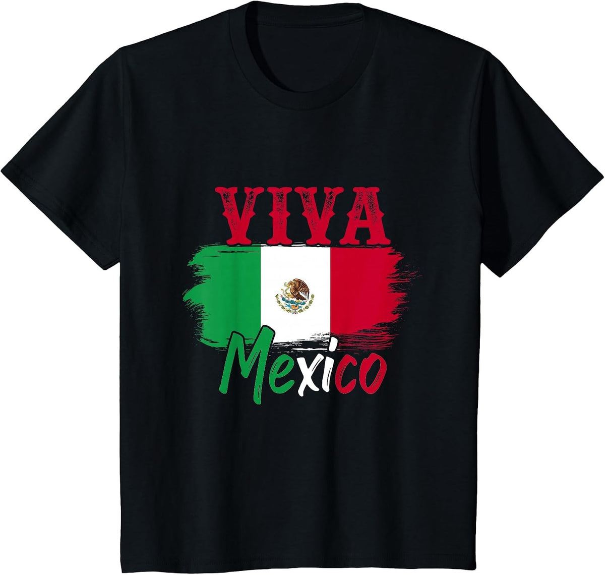 Mexican Flag Viva Mexico T-Shirt - Black