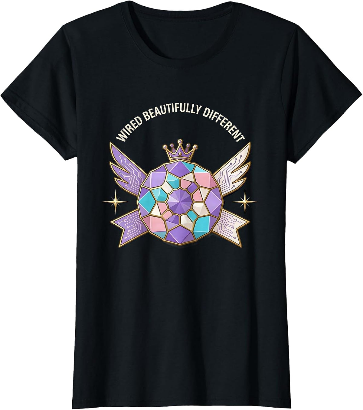 Women's Wired Beautifully Different Neurodiversity Design T-Shirt - Black