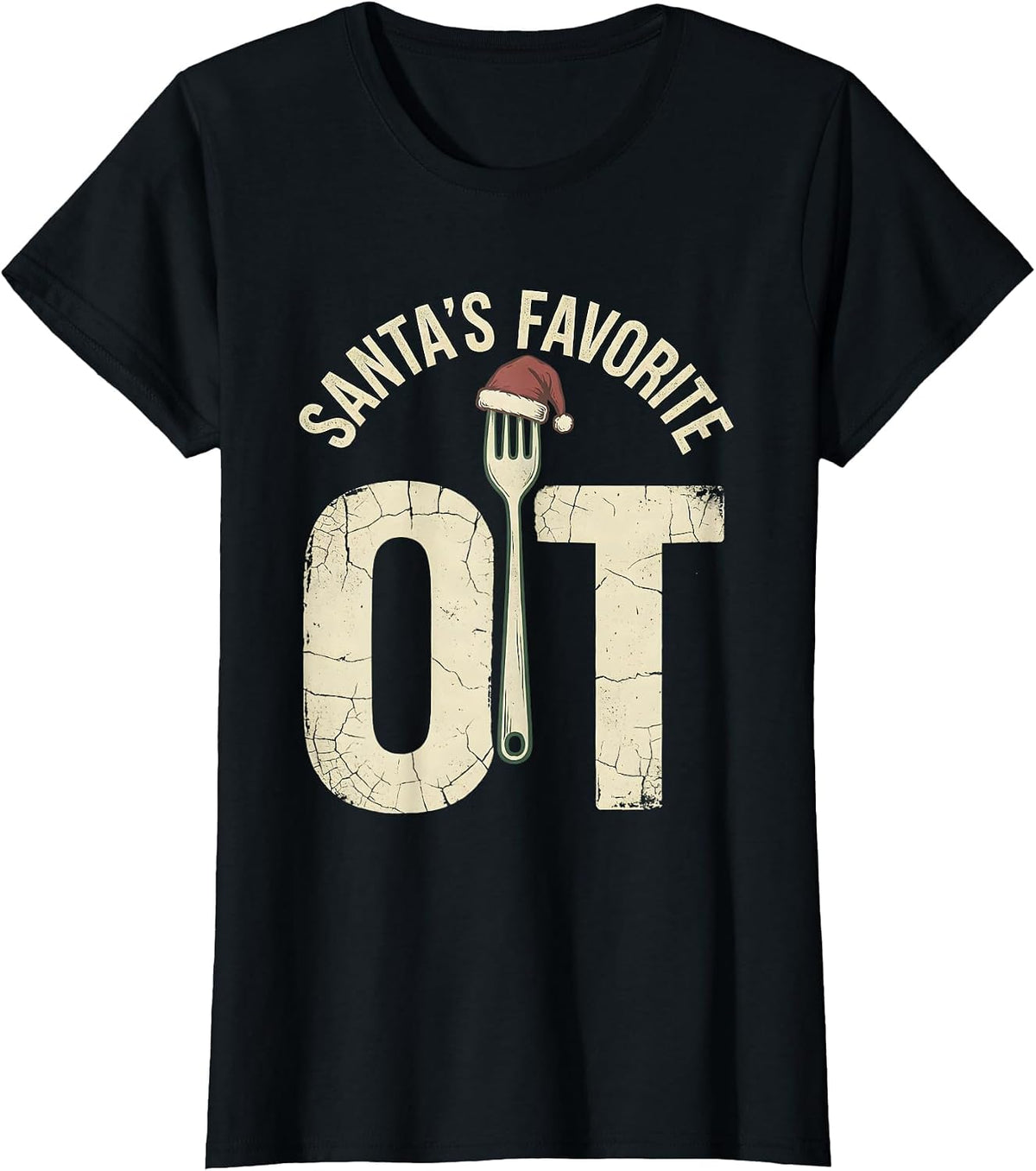 Santa's Favorite OT Distressed Occupational Therapy T-Shirt - Black