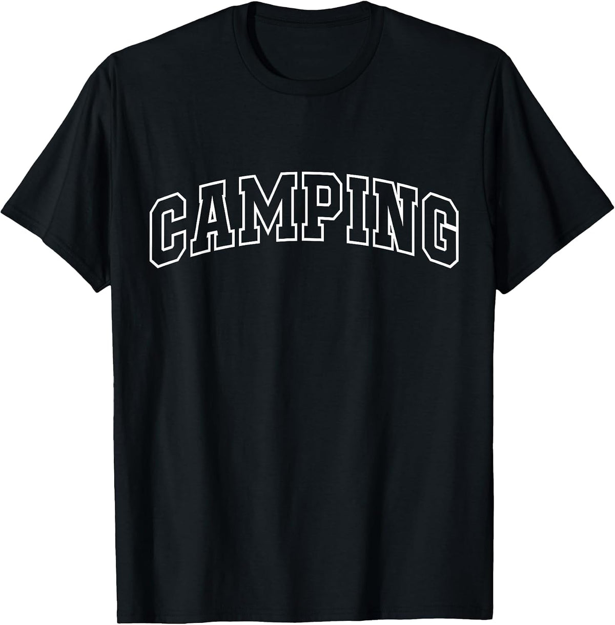 Camping Funny Athletic Lettering Camp Lover Camper T-Shirt - Black