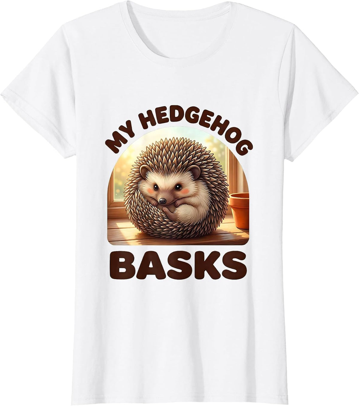 Women's My Hedgehog Basks Cute Kawaii Hedgehog Lover Gift T-Shirt - White