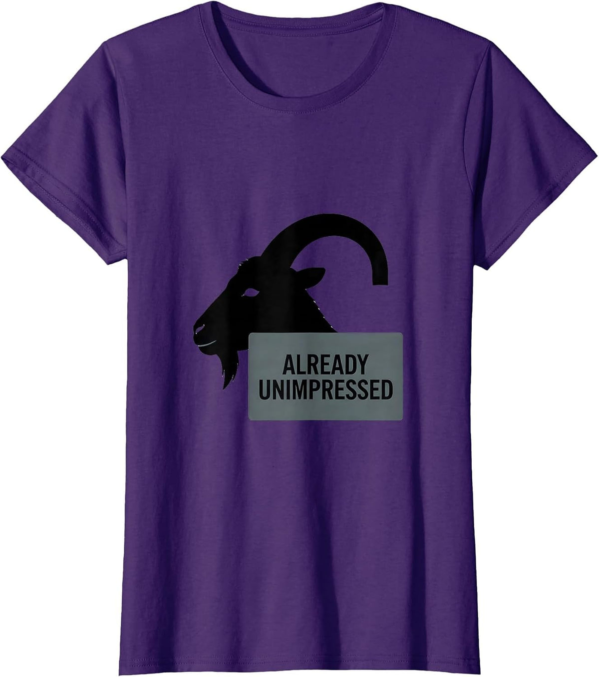 Women's Already Unimpressed Minimalist Goat Humor Novelty T-Shirt - Purple
